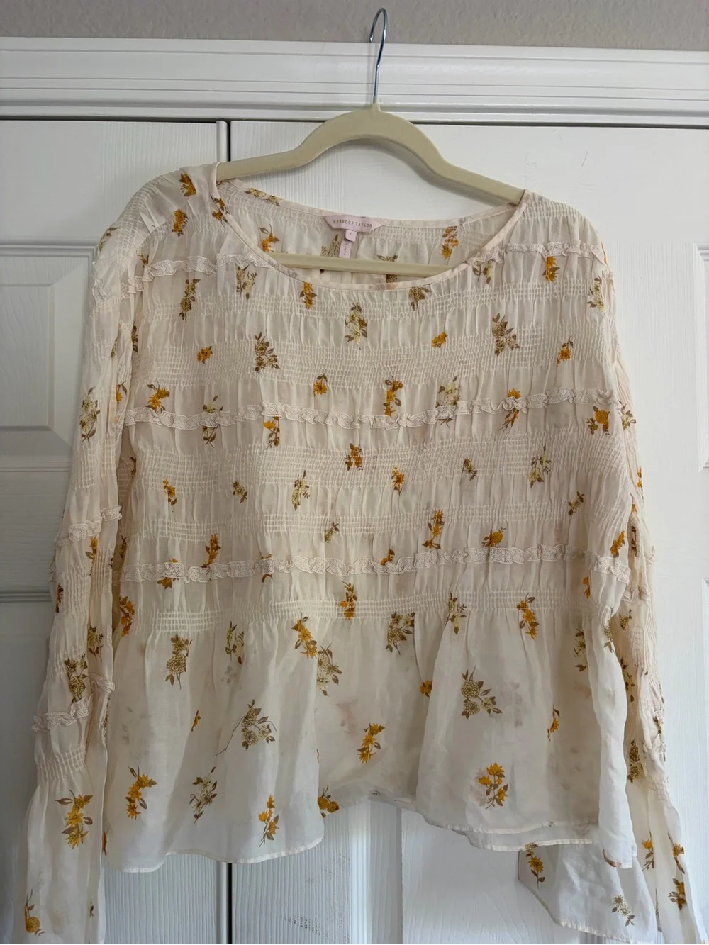 LoveShackFancy Cream Maxi Dress with Pink Floral Print - Picture 4 of 4
